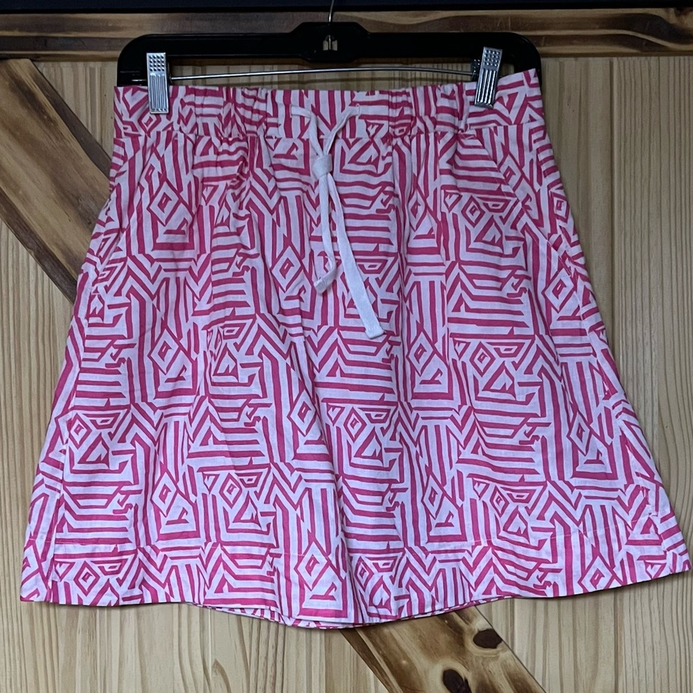EUC J. Crew Drawstring Skirt Pink White XS